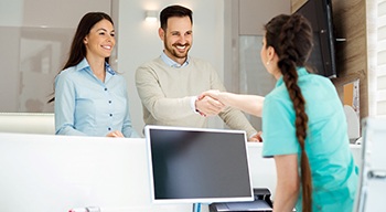 Man meeting a receptionist