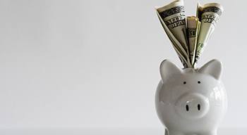 Piggy bank holding money for dentures in Somerville
