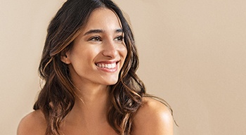 Happy, smiling woman with beautiful skin