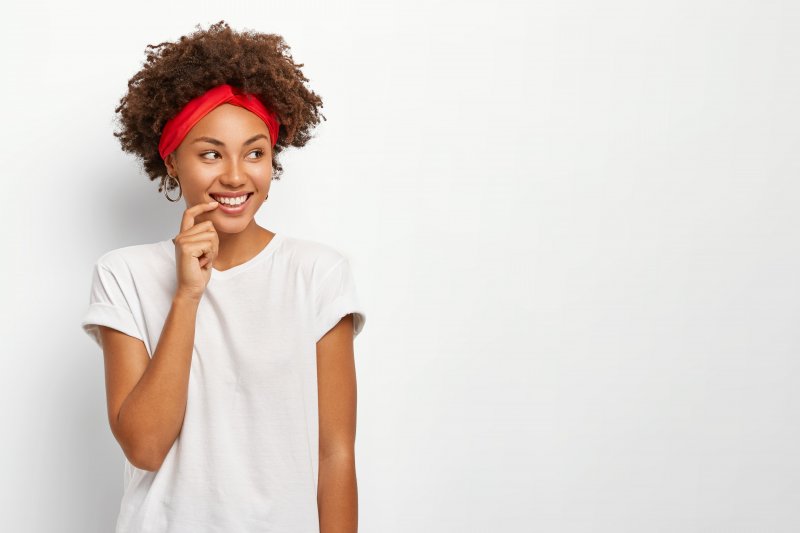 woman with white teeth smiling in Somerville 