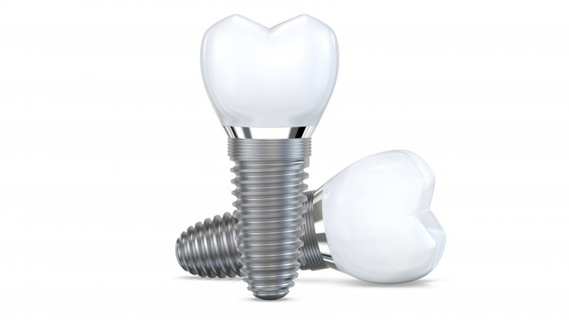 Close-up of two dental implants